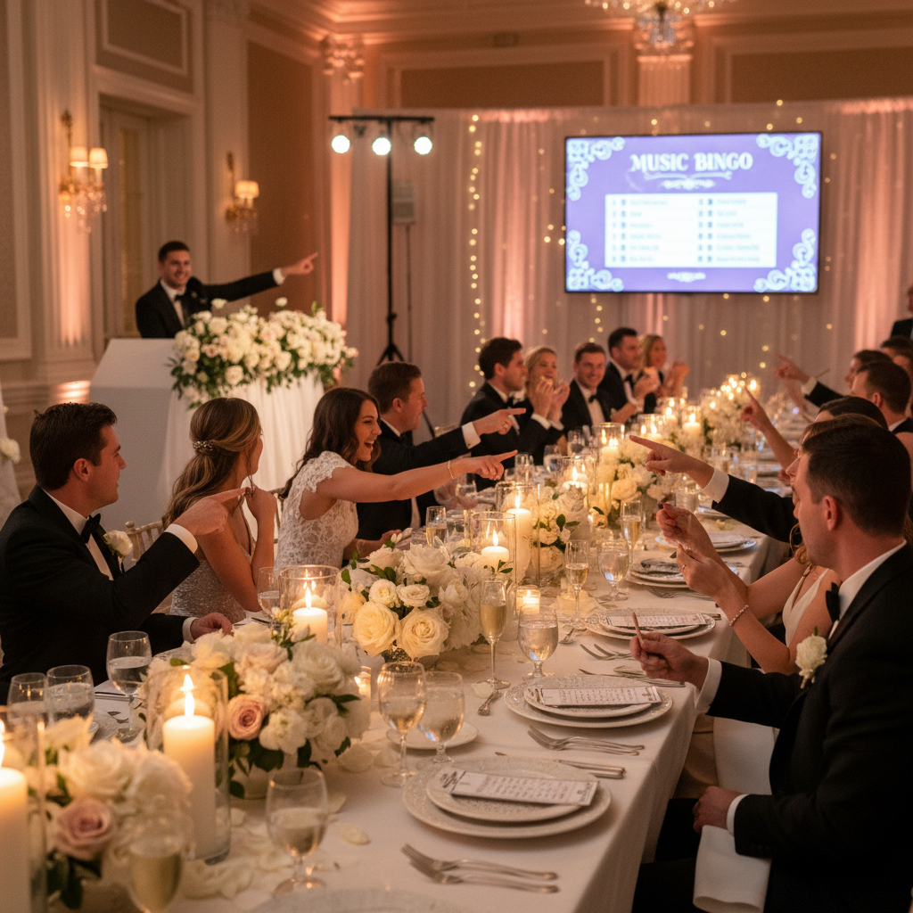 Musikkbingo til bryllup og utdrikningslag