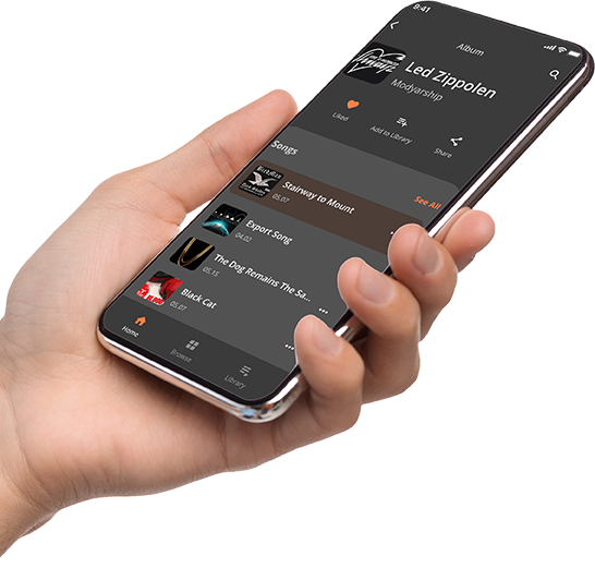 Musikkbingo-spilleliste på mobil i hånden